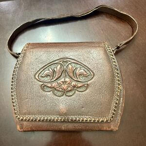 Brown Leather Purse Mini Vintage Boho Bohemian Shoulder